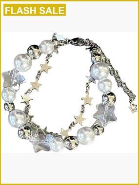 Double Beaded Chain Star Link Bracelet Punk Y2k Friendship Jewelry